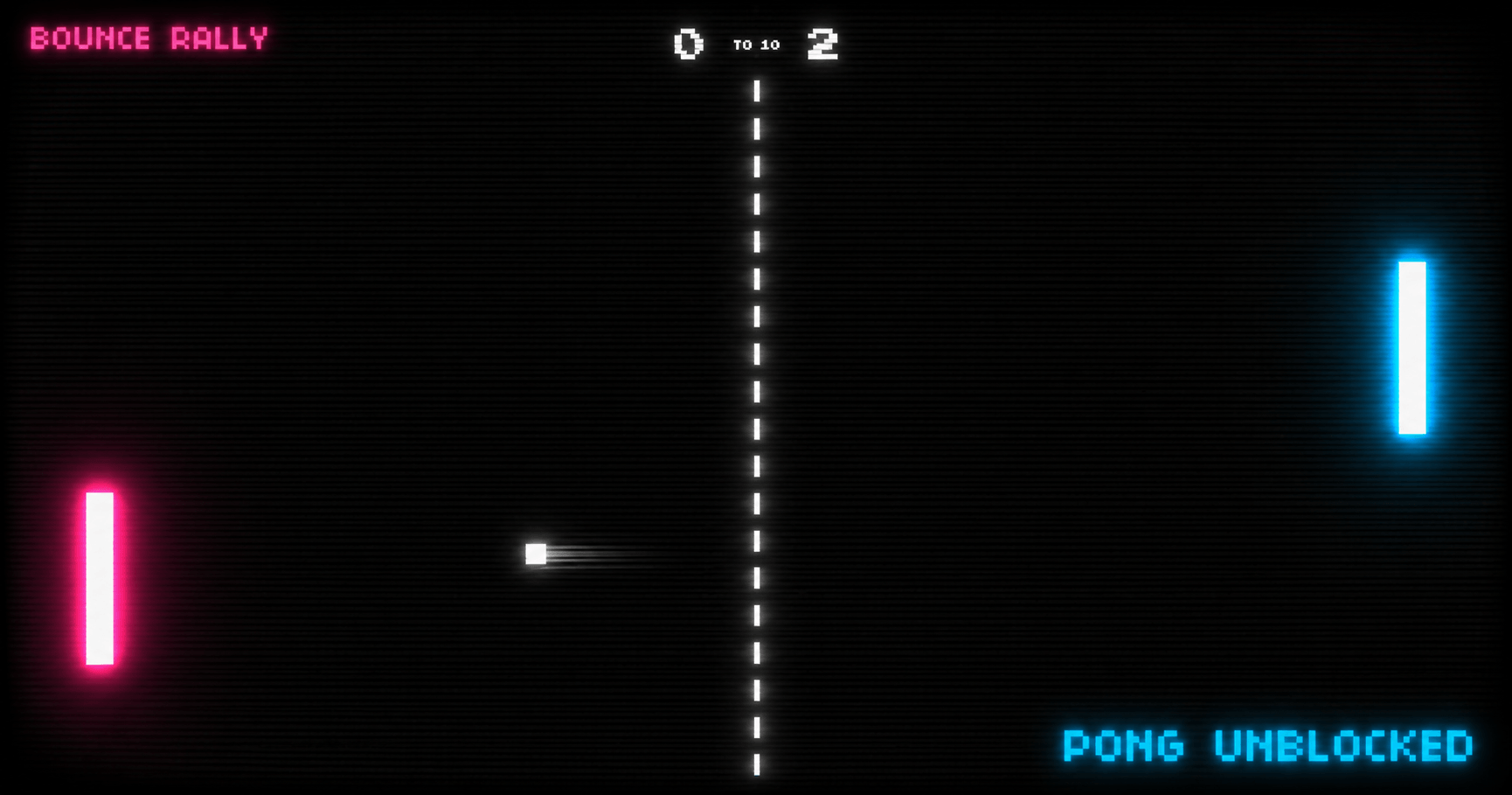 Retro Ping Pong Unblocked gameplay screenshot showing neon pink and cyan paddles